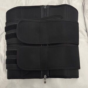 Black Waist Trainer with Dual Velcro Straps